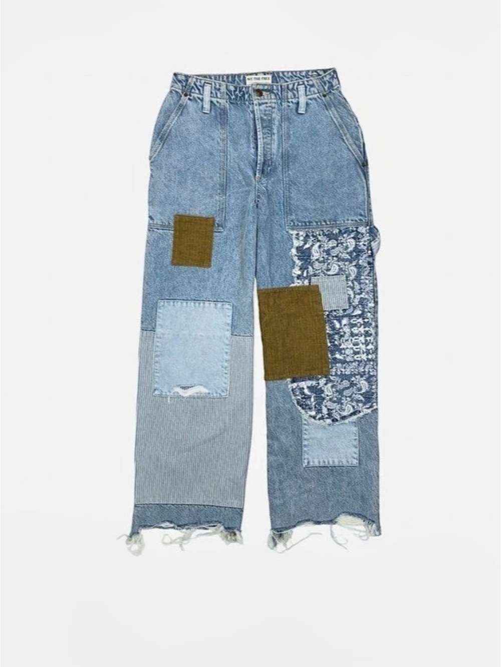 We The Free Patchwork Boyfriend Jeans Blue Waist 26 - Picture 4 of 11